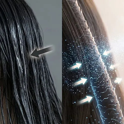 Gros plan de cheveux plus lisses après un passage rapide