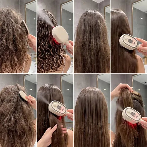 Mistglide Brush utilisée sur différentes zones des cheveux